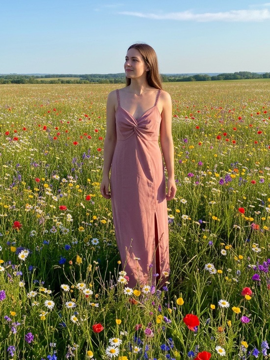 Abercrombie & Fitch Dresses & Skirts - Abercrombie & Fitch Mauve Midi Pink Dress Slit Lined Stretch Back Romantic Small
